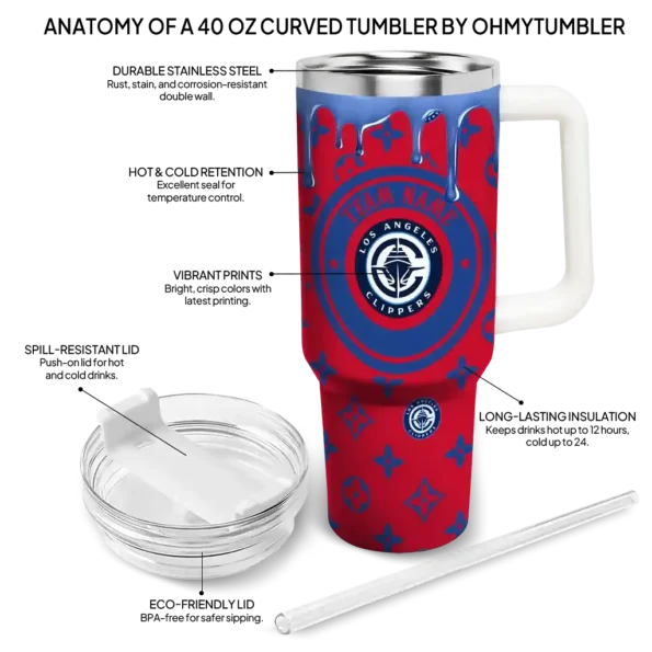 custom los angeles clippers bullseye drips red curved tumbler new arrival 1.webp