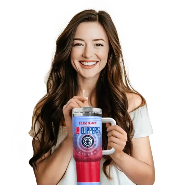 custom los angeles clippers gradient dots red curved tumbler premium grade 1.webp