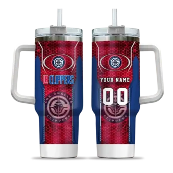 custom los angeles clippers hexagon armor red curved tumbler best selling 1.webp