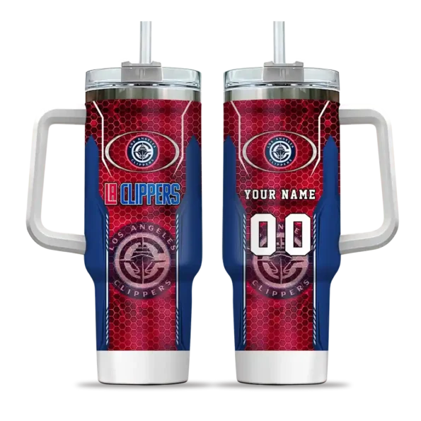 custom los angeles clippers hexagon armor red curved tumbler best selling 1.webp