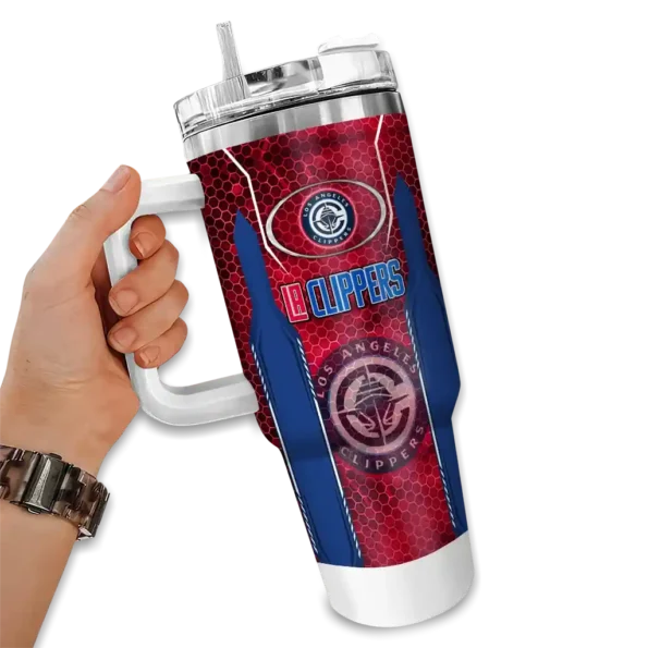 custom los angeles clippers hexagon armor red curved tumbler fashion forward 1.webp