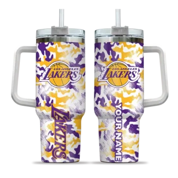 custom los angeles lakers camo mashup purple white curved tumbler best selling 1.webp