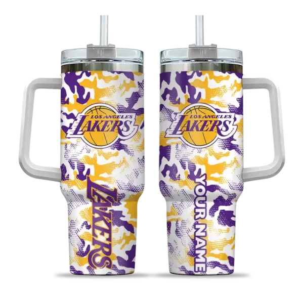 custom los angeles lakers camo mashup purple white curved tumbler best selling 1.webp