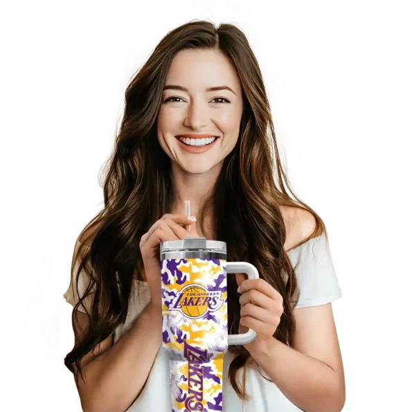 custom los angeles lakers camo mashup purple white curved tumbler premium grade 1.webp