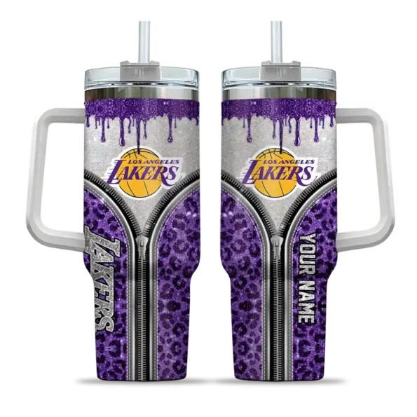 custom los angeles lakers leopard zipper purple curved tumbler best selling 1.webp