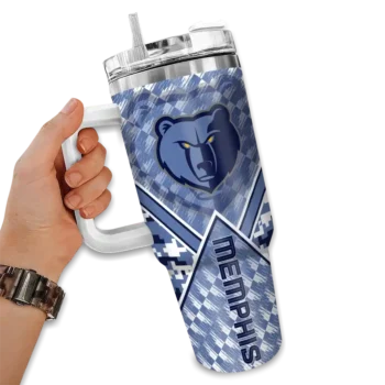 custom memphis grizzlies chevron angle blue curved tumbler fashion forward 1.webp