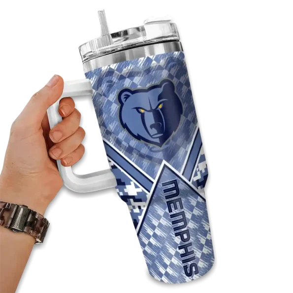 custom memphis grizzlies chevron angle blue curved tumbler fashion forward 1.webp