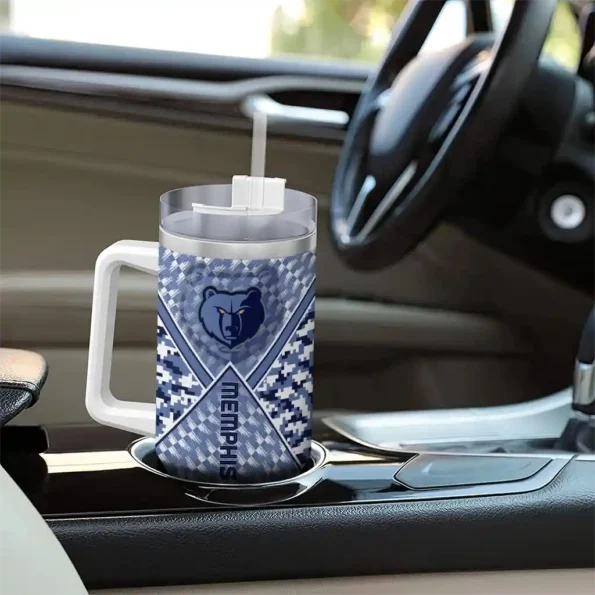 custom memphis grizzlies chevron angle blue curved tumbler trendy 1.webp