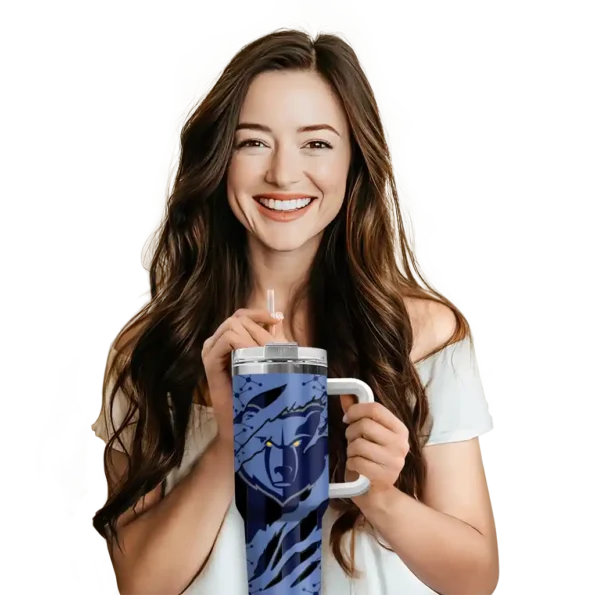 custom memphis grizzlies claw cut blue black curved tumbler premium grade 1.webp