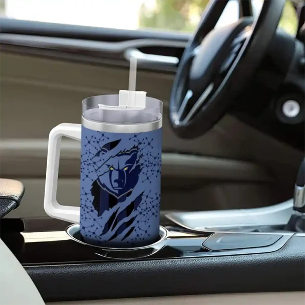 custom memphis grizzlies claw cut blue black curved tumbler trendy 1.webp