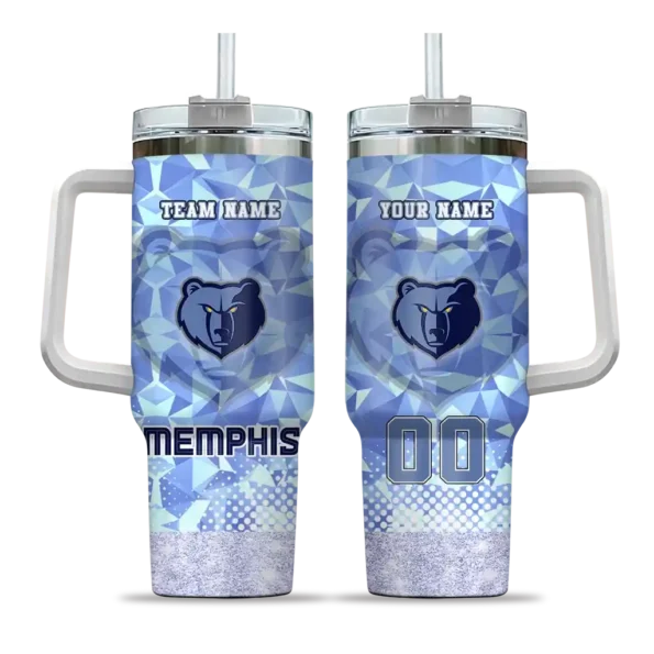custom memphis grizzlies geometric prism blue curved tumbler best selling 1.webp