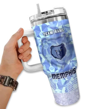 custom memphis grizzlies geometric prism blue curved tumbler fashion forward 1.webp