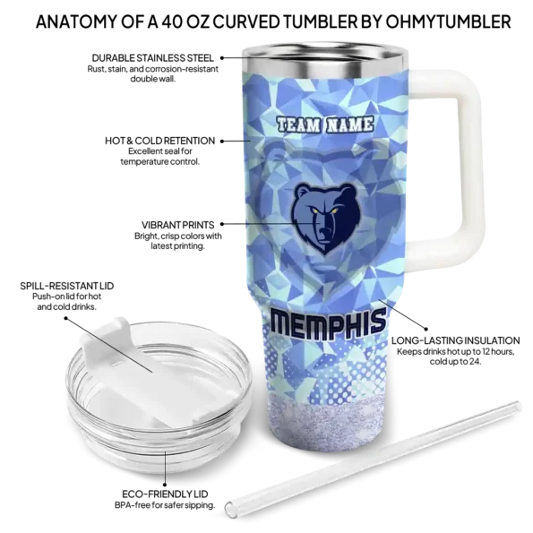 custom memphis grizzlies geometric prism blue curved tumbler new arrival 1.webp
