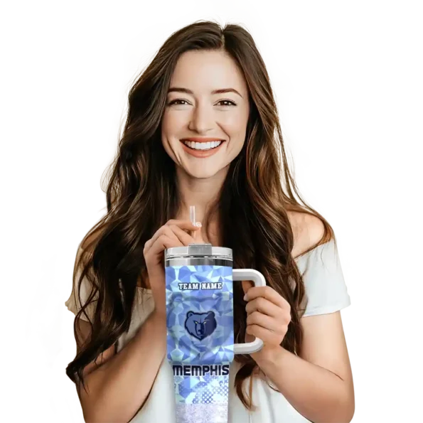 custom memphis grizzlies geometric prism blue curved tumbler premium grade 1.webp