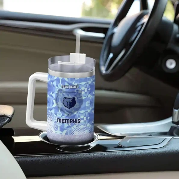 custom memphis grizzlies geometric prism blue curved tumbler trendy 1.webp