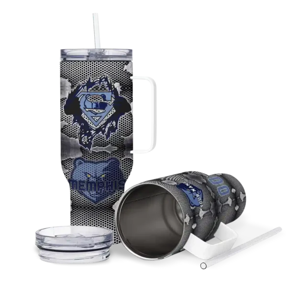 custom memphis grizzlies superman shield blue gray curved tumbler high quality 1.webp