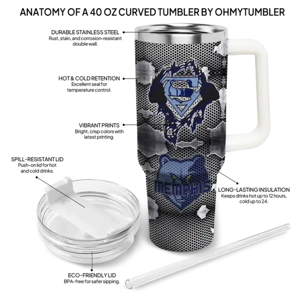custom memphis grizzlies superman shield blue gray curved tumbler new arrival 1.webp