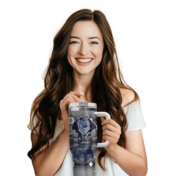 custom memphis grizzlies superman shield blue gray curved tumbler premium grade 1.webp