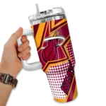 custom miami heat arrow burst red curved tumbler best selling 1.webp