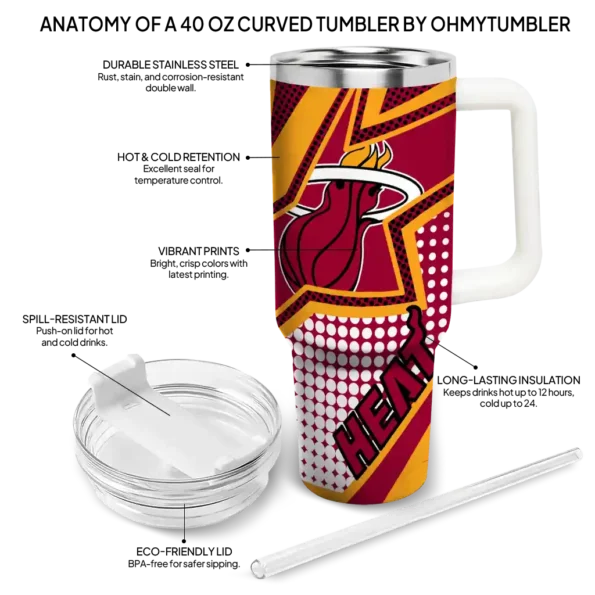 custom miami heat arrow burst red curved tumbler new arrival 1.webp