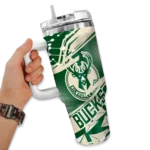 custom milwaukee bucks abstract paths green curved tumbler best selling 1.webp