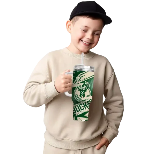 custom milwaukee bucks abstract paths green curved tumbler latest model 1.webp