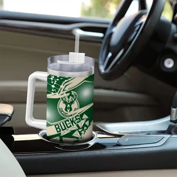 custom milwaukee bucks abstract paths green curved tumbler trendy 1.webp