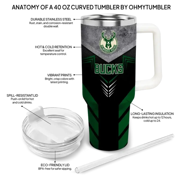 custom milwaukee bucks arrow armor green black curved tumbler new arrival 1.webp