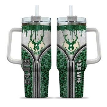 custom milwaukee bucks leopard zipper green curved tumbler best selling 1.webp