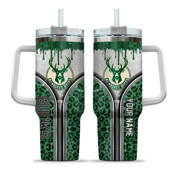 custom milwaukee bucks leopard zipper green curved tumbler best selling 1.webp