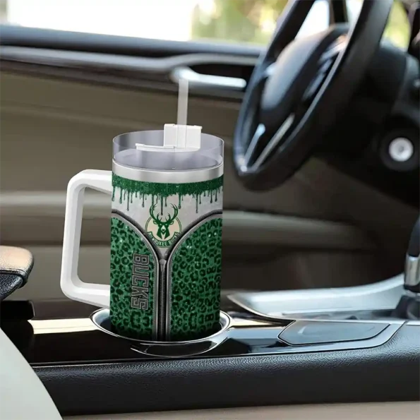 custom milwaukee bucks leopard zipper green curved tumbler trendy 1.webp