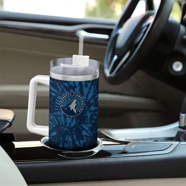 custom minnesota timberwolves burst swirl midnight blue curved tumbler trendy 1.webp