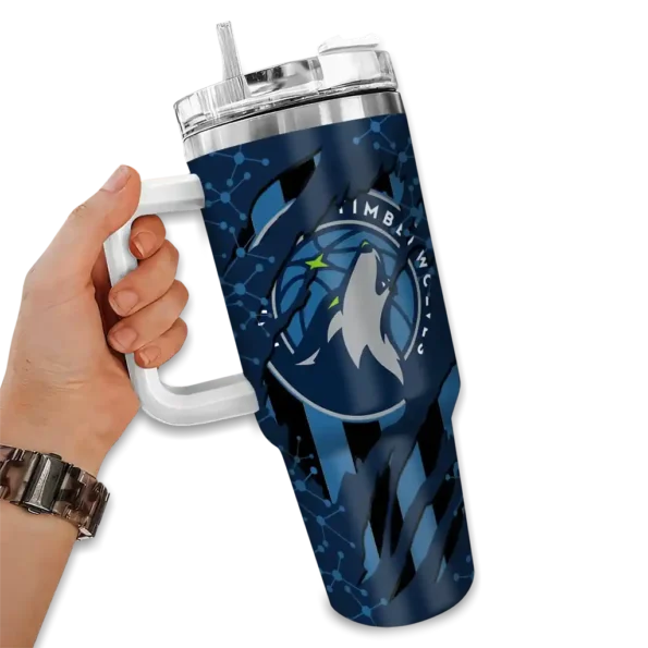 custom minnesota timberwolves claw cut midnight blue black curved tumbler fashion forward 1.webp