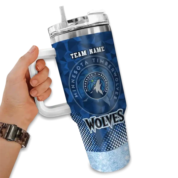 custom minnesota timberwolves geometric prism midnight blue curved tumbler fashion forward 1.webp
