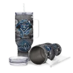 custom minnesota timberwolves superman shield midnight blue gray curved tumbler best selling 1.webp