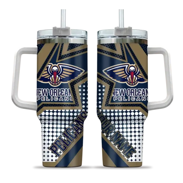 custom new orleans pelicans arrow burst navy curved tumbler best selling 1.webp