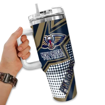 custom new orleans pelicans arrow burst navy curved tumbler fashion forward 1.webp