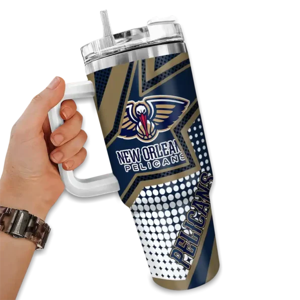 custom new orleans pelicans arrow burst navy curved tumbler fashion forward 1.webp