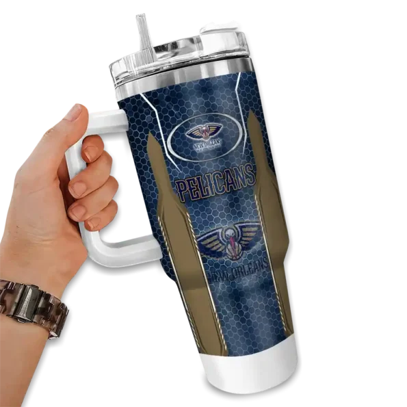 custom new orleans pelicans hexagon armor navy curved tumbler fashion forward 1.webp