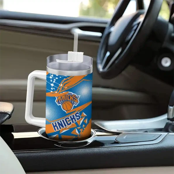 custom new york knicks abstract paths blue curved tumbler trendy 1.webp