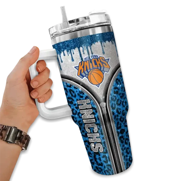 custom new york knicks leopard zipper blue curved tumbler fashion forward 1.webp