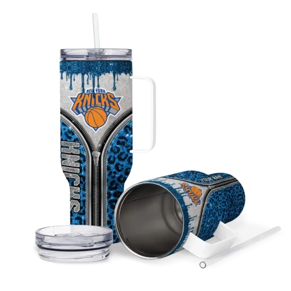 custom new york knicks leopard zipper blue curved tumbler high quality 1.webp