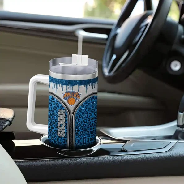 custom new york knicks leopard zipper blue curved tumbler trendy 1.webp