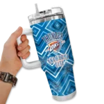 custom oklahoma city thunder bold diamonds blue curved tumbler best selling 1.webp