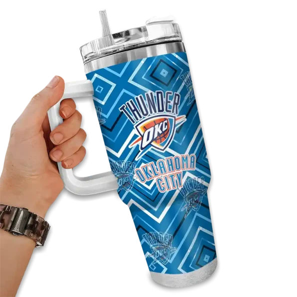 custom oklahoma city thunder bold diamonds blue curved tumbler fashion forward 1.webp