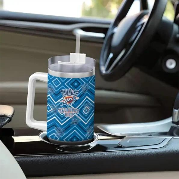 custom oklahoma city thunder bold diamonds blue curved tumbler trendy 1.webp