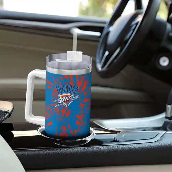 custom oklahoma city thunder burst swirl blue curved tumbler trendy 1.webp