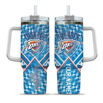 custom oklahoma city thunder chevron angle blue curved tumbler best selling 1.webp