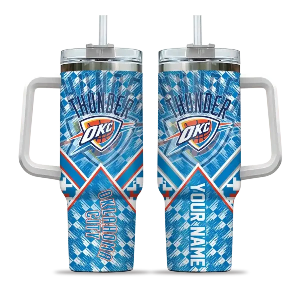custom oklahoma city thunder chevron angle blue curved tumbler best selling 1.webp