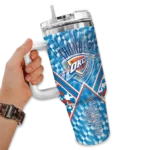 custom oklahoma city thunder chevron angle blue curved tumbler best selling 1.webp